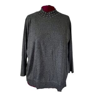 Rafaella Studded High Neck‎ Asymmetrical Sweater Plus Size 3X Casual
